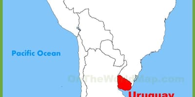 Mapa de Uruguai, américa do sur