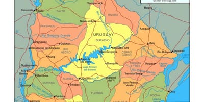 Mapa de Uruguai política